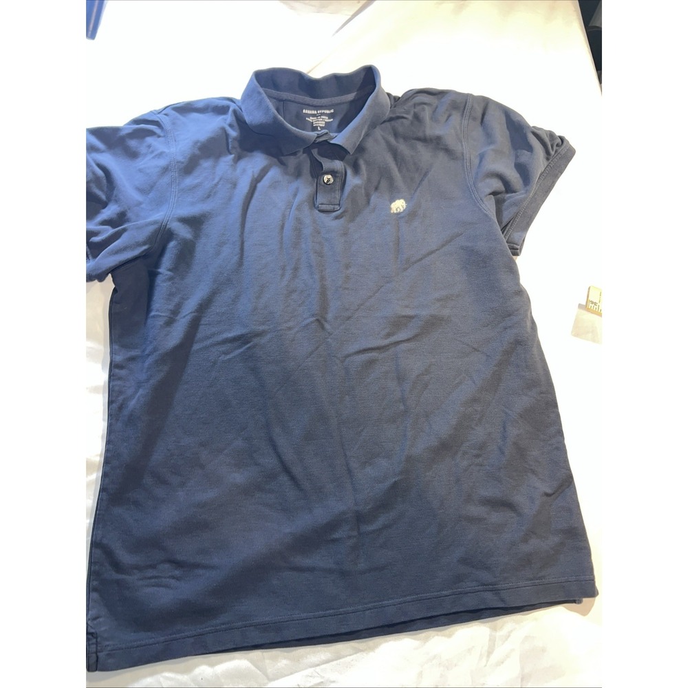 Banana Republic Men's Button Down Short Sleeve Camp Collar Shirt Sky Size L 374
